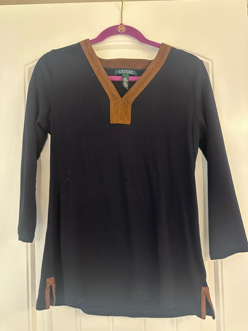 Ralph Lauren Navy Tunic with Brown Trim